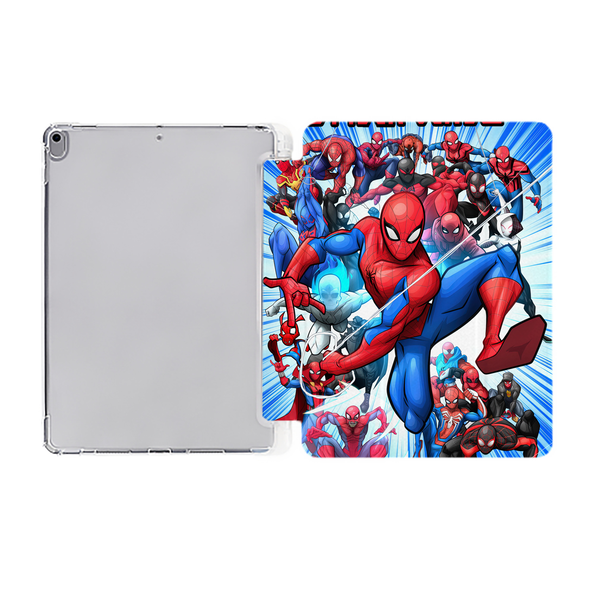 （画像用） Spider Man スパイダーマン IPad ケース ペン収納付き 三つ折りスタンド PUレザー×シリコン 対応機種9.5/10.5/10.9インチ